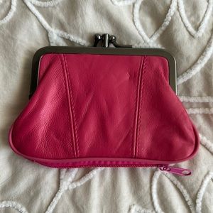 Pink leather change purse